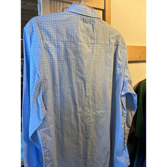 Level Ten Men's L Blue Polka Dot Button Down Long Sleeve Cotton Shirt - Picture 15 of 16